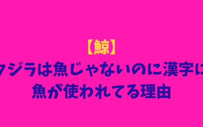 【鯨】クジラは魚じゃないのに漢字に魚が使われてる理由