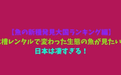 【魚の新種発見大国ランキング編】水槽レンタルで変わった生態の魚が見たい！日本は凄すぎる！