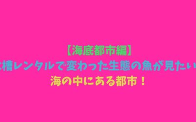 【海底都市編】水槽レンタルで変わった生態の魚が見たい！海の中にある都市！