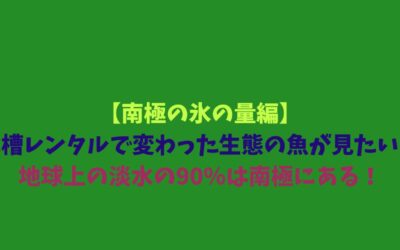 【南極の氷の量編】水槽レンタルで変わった生態の魚が見たい！地球上の淡水の90％は南極にある！